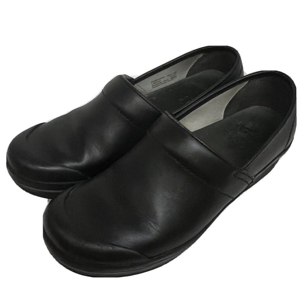 Dansko Womens Professional Clog Black Leather Shoes US 11 Slip On Non Slip Slide